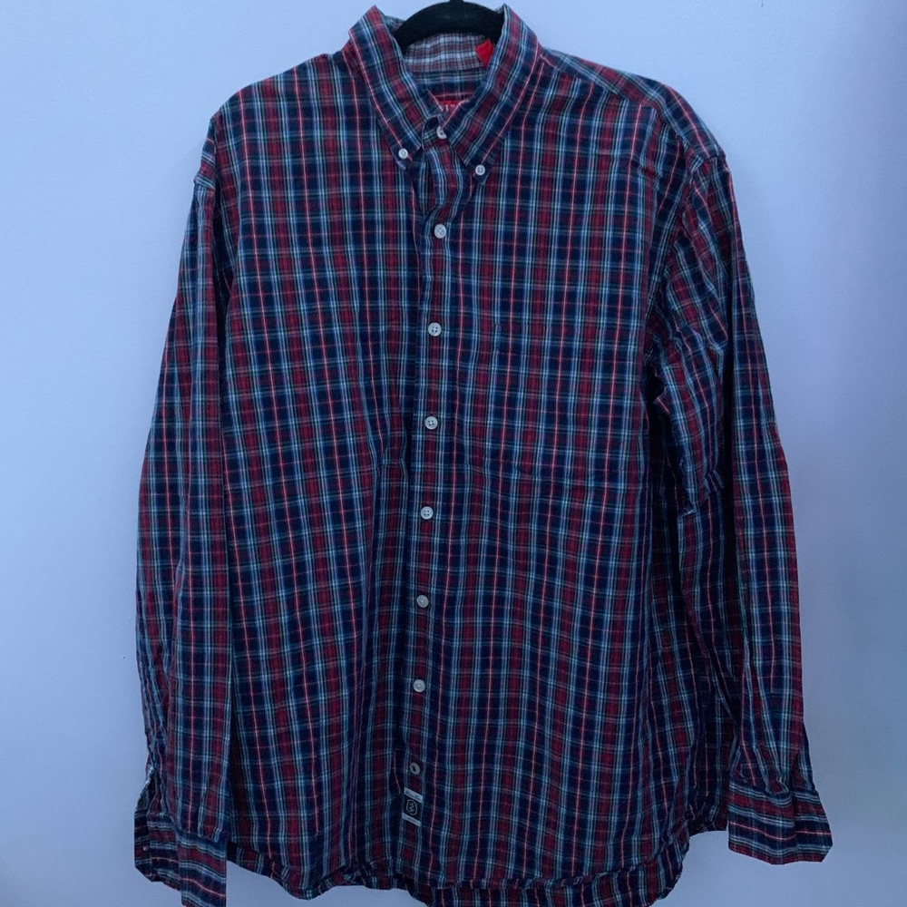 3 Izod plaid button downs
